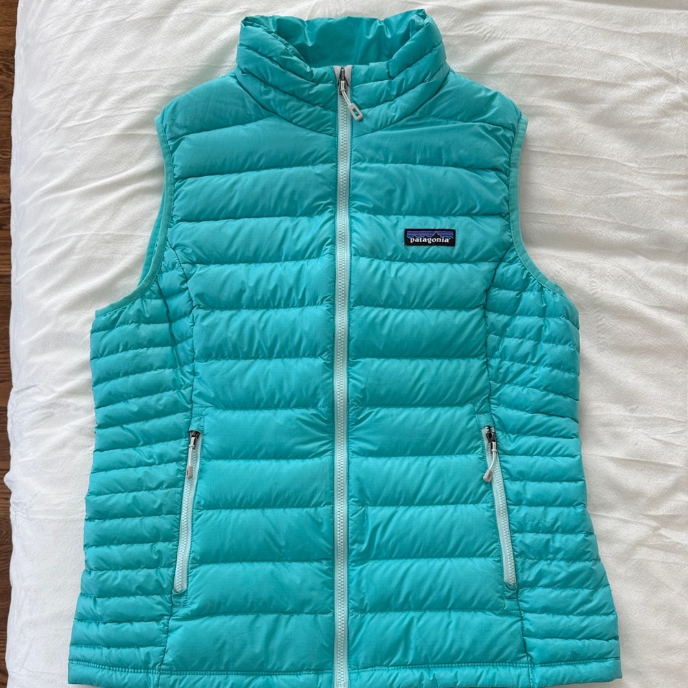 Patagonia Aqua Blue Quilted Vest, Womens M